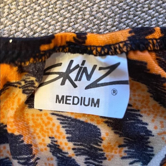 Vintage Skinz 80s 90s black orange Tiger Stripe String Skimpy Bikini XS Small - Picture 7 of 11